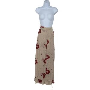La Bottega di Brunella Italian 100% Linen Floral Wrap Skirt Ruffle Hem